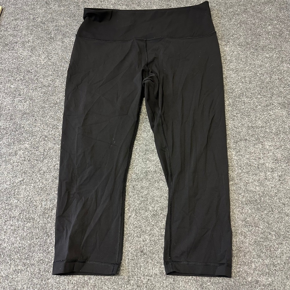 Lululemon Leggings Womens Size 12 Black Cropped High Rise Athletic Yoga Pants
